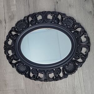 BAROQUE Home Decor Oval Wall Mirror Black & Pink
